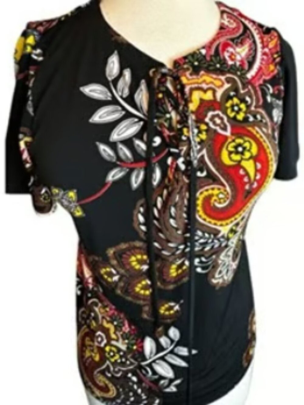 Liz Clairborne Floral Short Sleeve Top Lightweight Colorful Blouse Stretch NEW